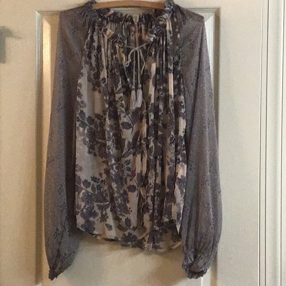 Free people adjustable boho collar shirt with ties